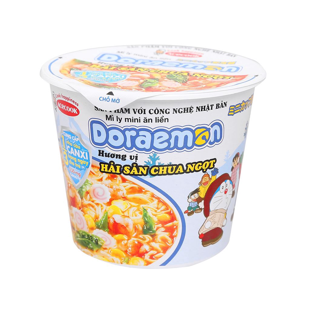 Mì ly mini Doraemon vị hàu sữa phô mai/hải sản hộp 48g