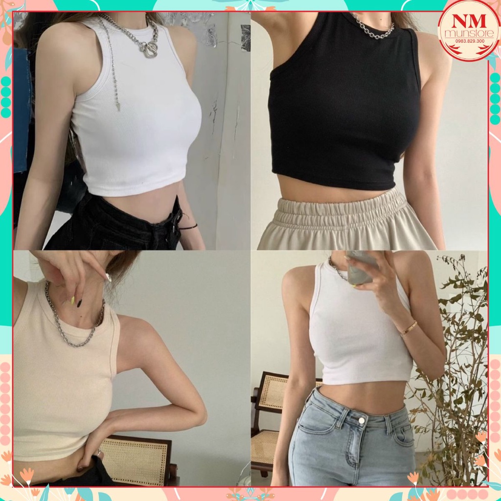 [Ảnh Thật] Áo croptop ba lỗ ngược chất cotton co dãn tốt, mặc tôn dáng, 3 màu sang chảnh