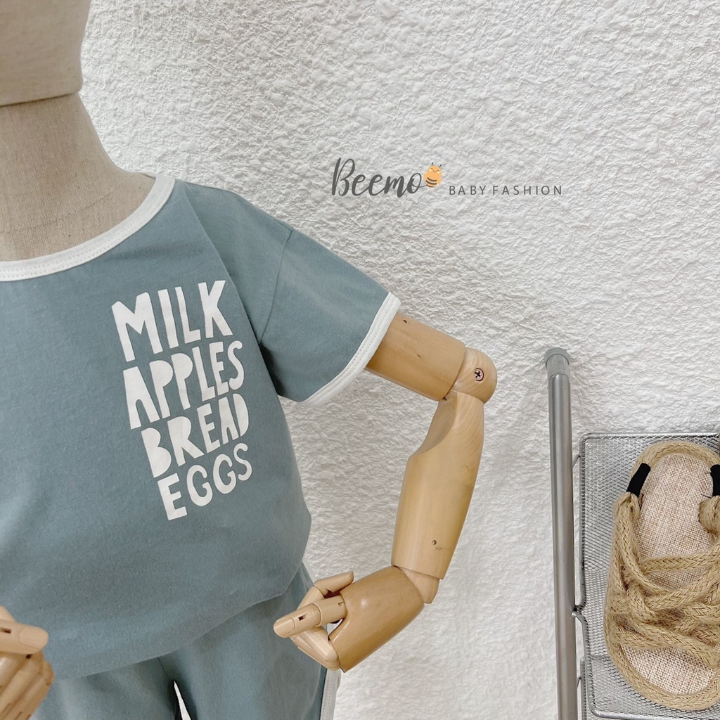 Bộ cotton cộc tay mềm mát cho bé, bộ thun unisex cá tính Beemo