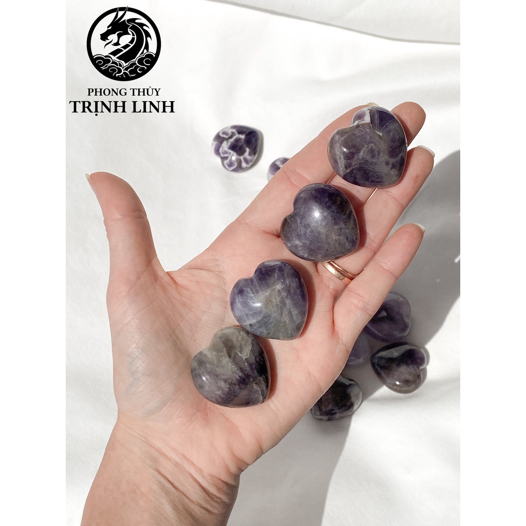 Đá hình trái tim T.A Tím Đậm mang năng lượng tích cực