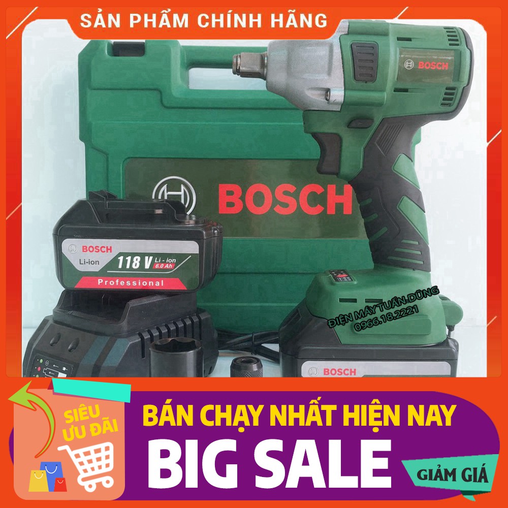 Máy siết bulong Bosch 118V 2 pin đầu 2 trong 1 100% dây đồng không chổi than Kèm đầu chuyển vít [CAM KẾT CHÍNH HÃNG]