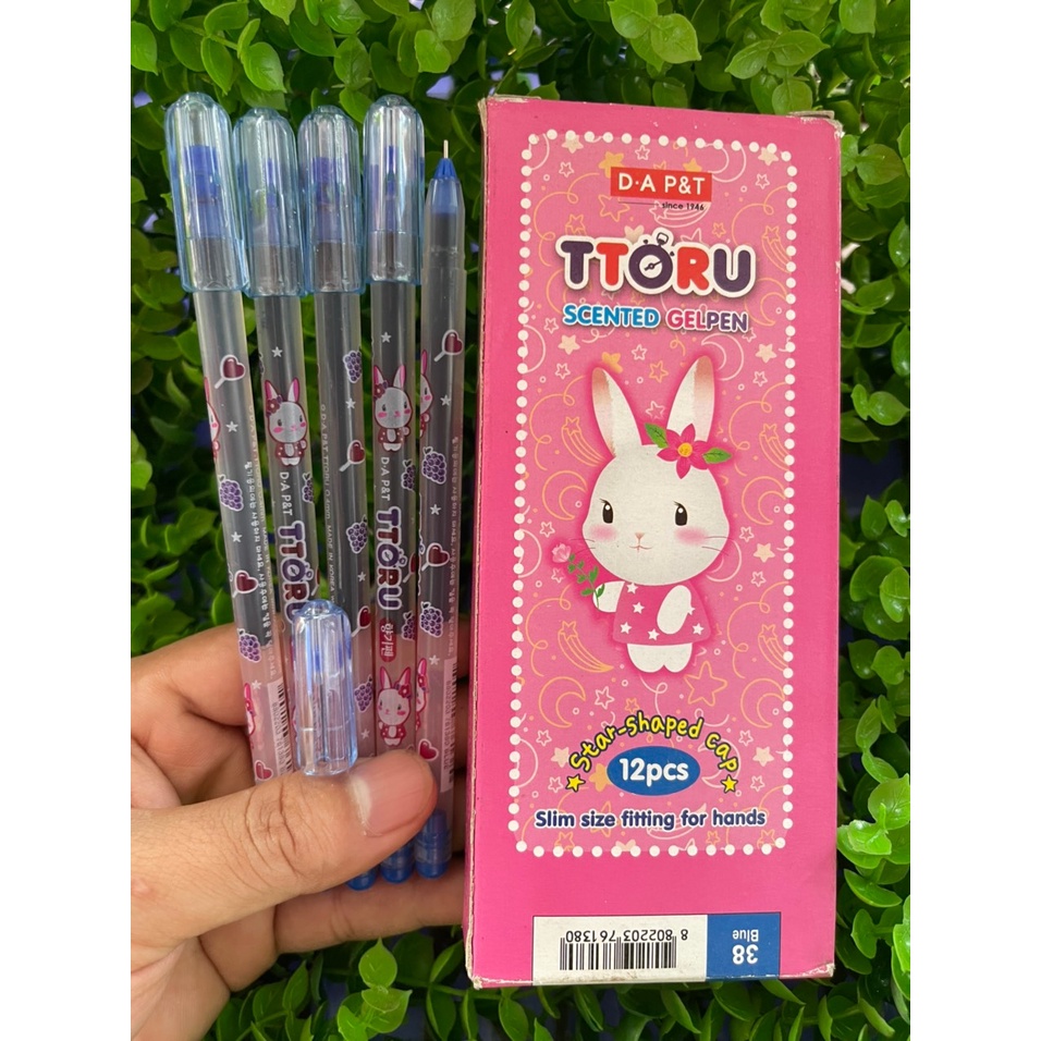 Hộp Bút Mực Gel Tím TTORU - Bút Nho Thỏ - Bút Mực Thơm Hàn Quốc Xanh Đen Đỏ Tím