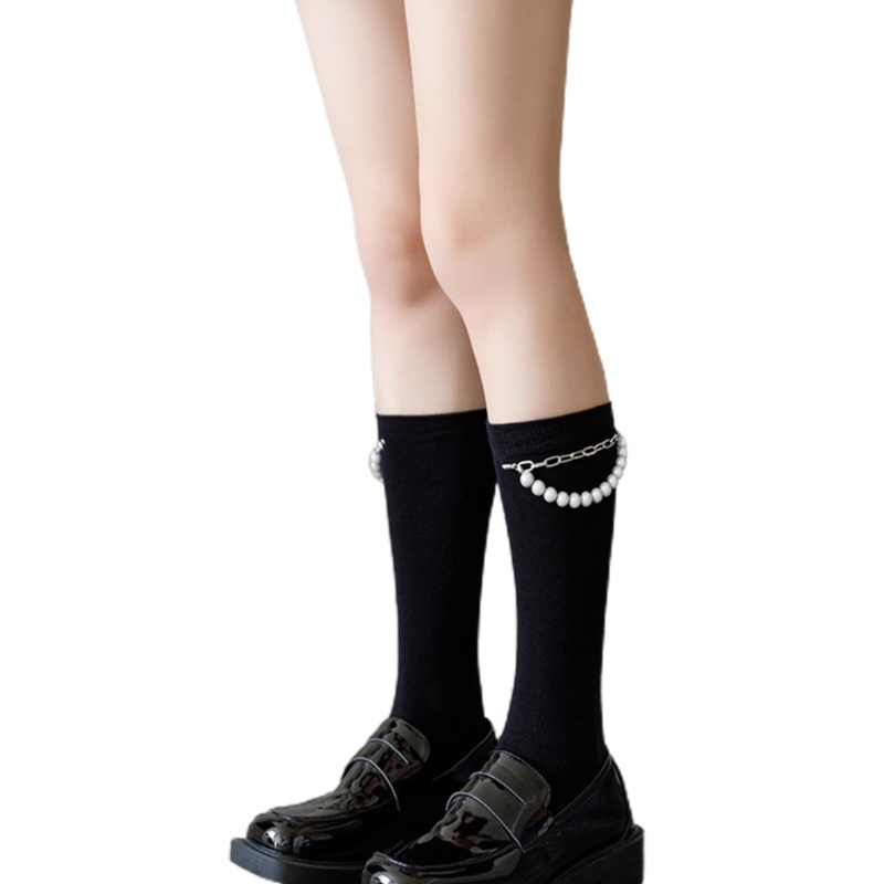 Vớ cotton trang trí ngọc trai giả phong cách Harajuku Nhật Bản cá tính