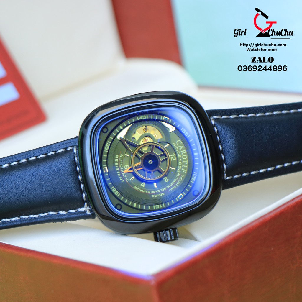 Đồng Hồ Nam Carotif cơ lộ máy cao cấp (style sevenfriday) mẫu màu đen | BigBuy360 - bigbuy360.vn