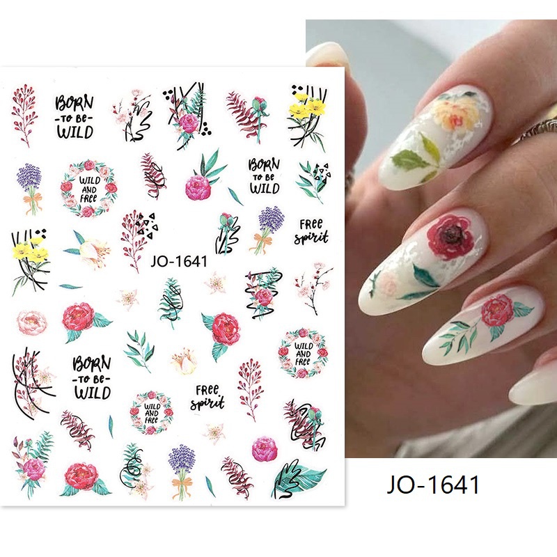 Miếng Dán Trang Trí Móng Tay 3D Họa Tiết Hoa Lá Nhiệt Đới Xinh Xắn