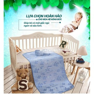 Chiếu lụa điều hòa cho bé kèm gối