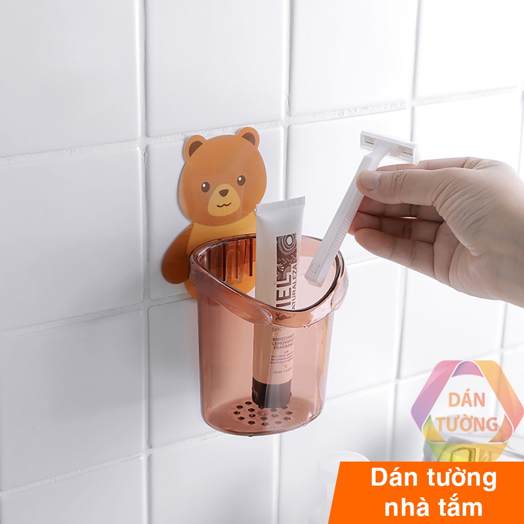 Cốc đựng bàn chải kem đánh răng dán tường nhà tắm MDT, giỏ đừng đồ đa năng hình GẤU CUTE _CGC