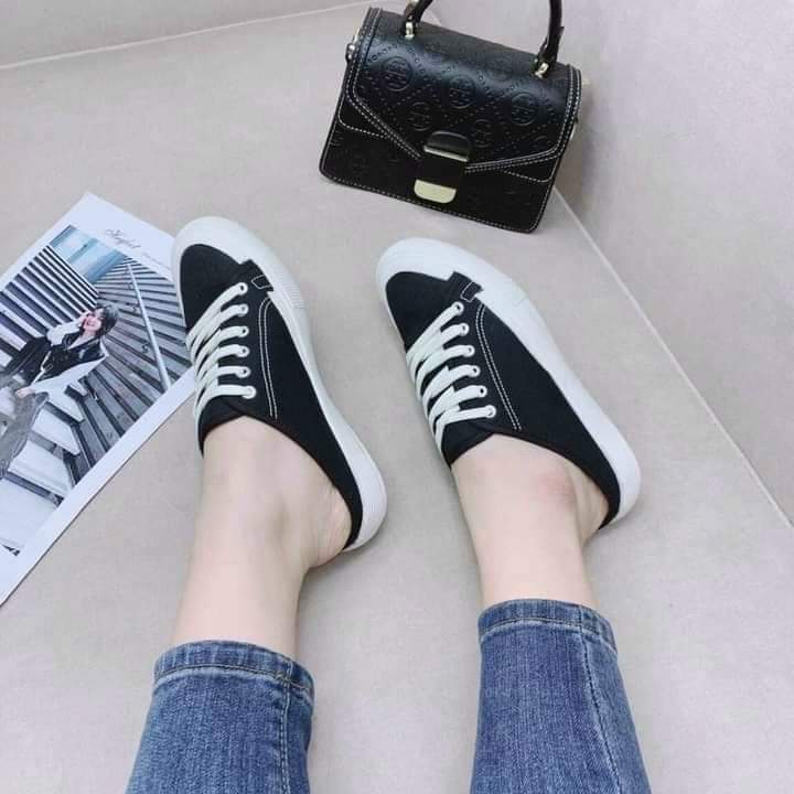 Sục thể thao đạp gót thời trang buộc dây đế 2cm cho các bạn nữ phom ôm chân