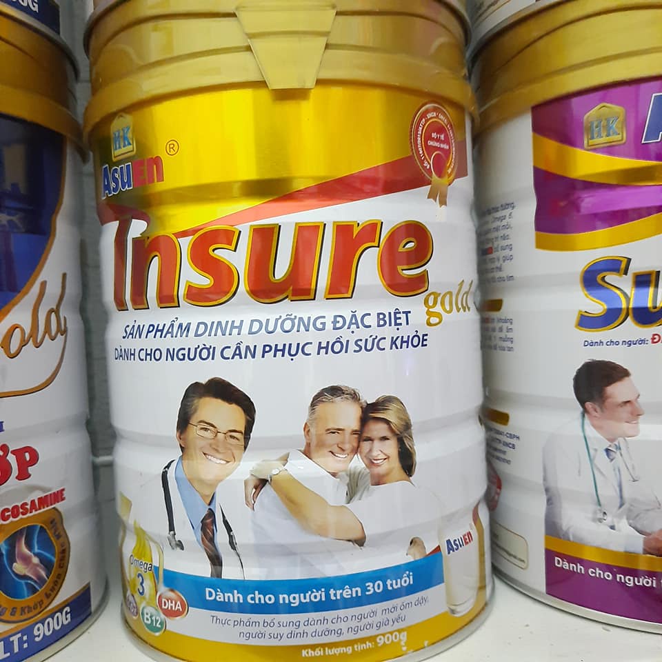 Sữa Asuen Insure Gold 900g dinh dưỡng dành cho người cao tuổi, người ốm bệnh, người cần phục hồi sau phẫu thuật