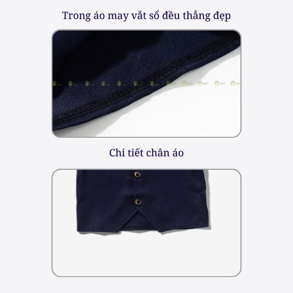Set Áo + Chân Váy Bé Gái Vải Tuyết Mưa Đính Nơ Cổ Mặc Đi Học, Đi Chơi CK38