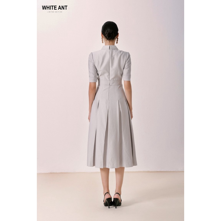 Đầm Cổ Sơ Mi Tay Lỡ Xếp Ly Nữ White Ant ORION BOX PLEAT DRESS Chất Liệu Rayon Hàng Thiết kế 120400206