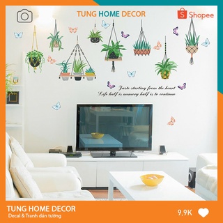 Decal dán tường hàn quốc trang trí phòng ngủ TUNG DECOR SK9329 Giỏ Hoa Tam Giác