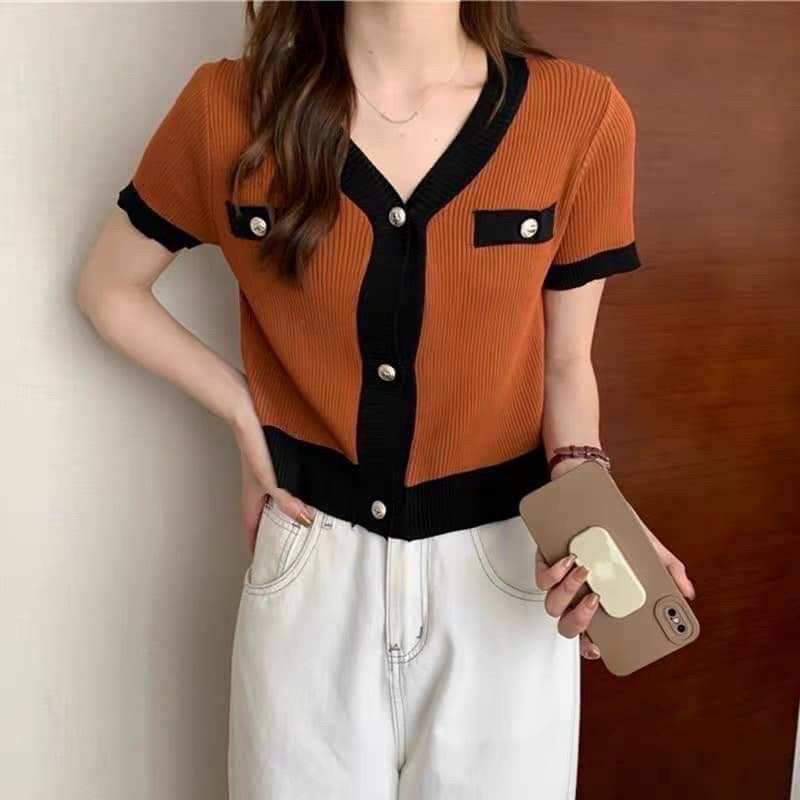 Áo thun gân cổ V chạy viền ☘️☘️☘️☘️SL alohashop91