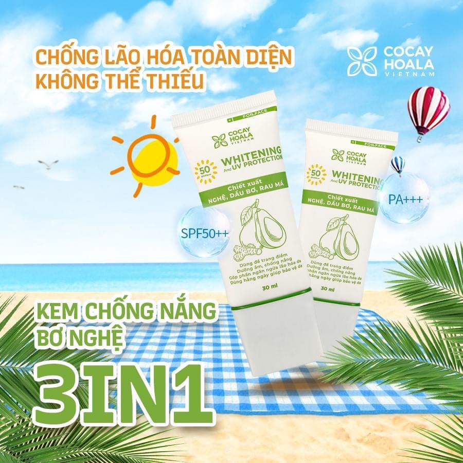 Kem Chống Nắng Bơ Nghệ 3in1 - Kiềm dầu, Chống thấm nước, thay kem nền trang điểm, nâng tông da - Cỏ Cây Hoa Lá 30g | BigBuy360 - bigbuy360.vn