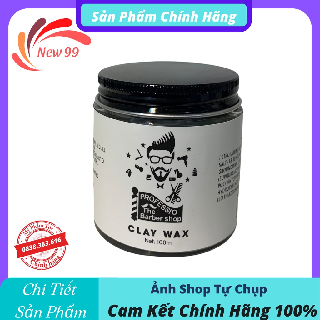 Sáp vuốt tóc nam CLAY WAX tạo kiểu tóc bồng đẹp 100ml hàng chuẩn chất lượng