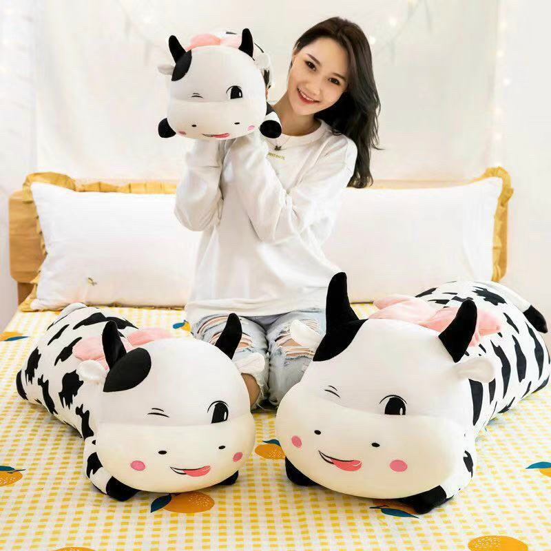 Gấu Bông Bò Sữa Cute Size 1m5 Siêu To, Bò Sữa Nằm Nháy Mắt, Bò Sữa Cánh Tiên Cao Cấp- Hàng Nhập Khẩu QC