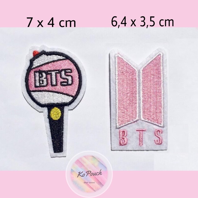 Patch / sticker / miếng ủi kpop hình logo bts và lightstick nhóm army bomb có keo ủi mặt sau