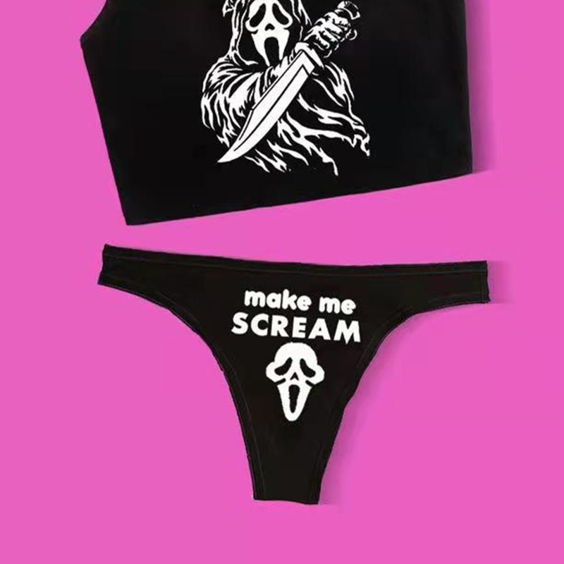 Bộ Đồ Bơi Bikini Hai Mảnh In Họa Tiết Bộ Xương Cổ Điển Dành Cho Nữ