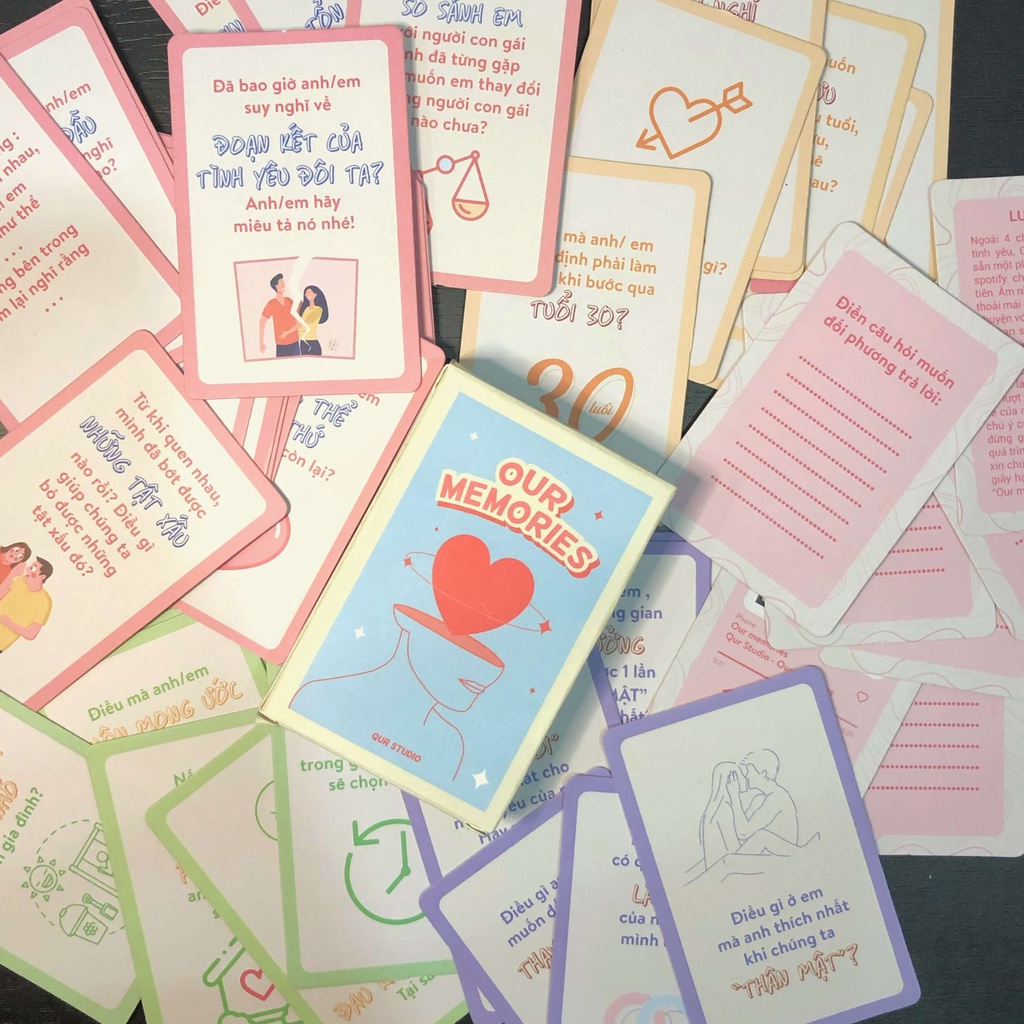 Bộ Bài Tình Yêu Thấu Hiểu Our Memories –Card Game Bởi QUR STUDIO Gắn Kết Thấu Hiểu Dành Cho Các Cặp Đôi