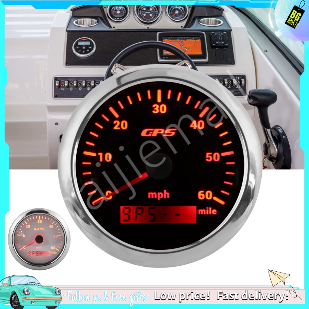 Đồng hồ đo tốc độ có màn hình hiển thị hiển thị LCD 85mm/3.35in GPS 0-60MPH/H cho tàu thuyền RVs 9‐32V DC