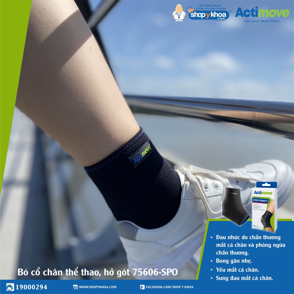 Bó Cổ Chân Thể Thao, Hở Gót 75606-SPO, Đeo Được Bên Trong Giày, Màu Đen/Xanh Đen [Actimove] - Nhập Khẩu Châu Âu (1 Cái)
