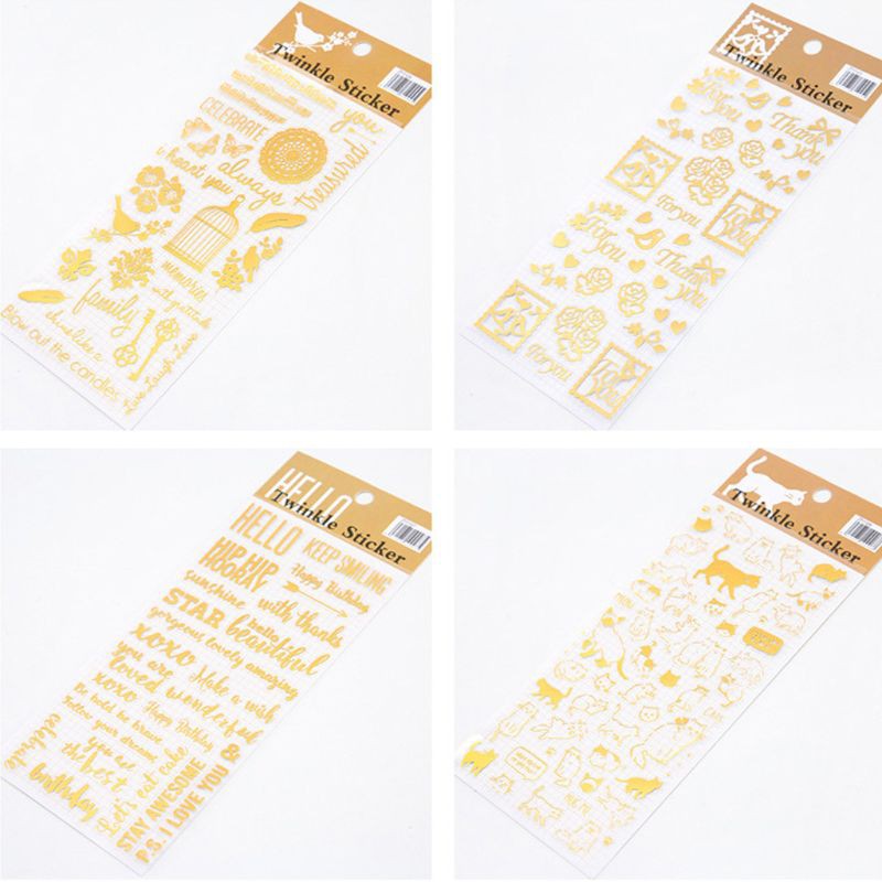 Bộ 4 Hình Dán Chuyên Dụng Làm Đồ Trang Trí Thủ Công Họa Tiết Mèo Và Chữ Cái