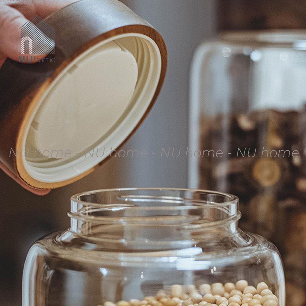 nuhome.vn | Hũ thuỷ tinh nắp gỗ  - IRU, hũ đựng đồ khô, ngâm trái cây kích thước lớn, lọ muối dưa, nắp vặn bằng gỗ