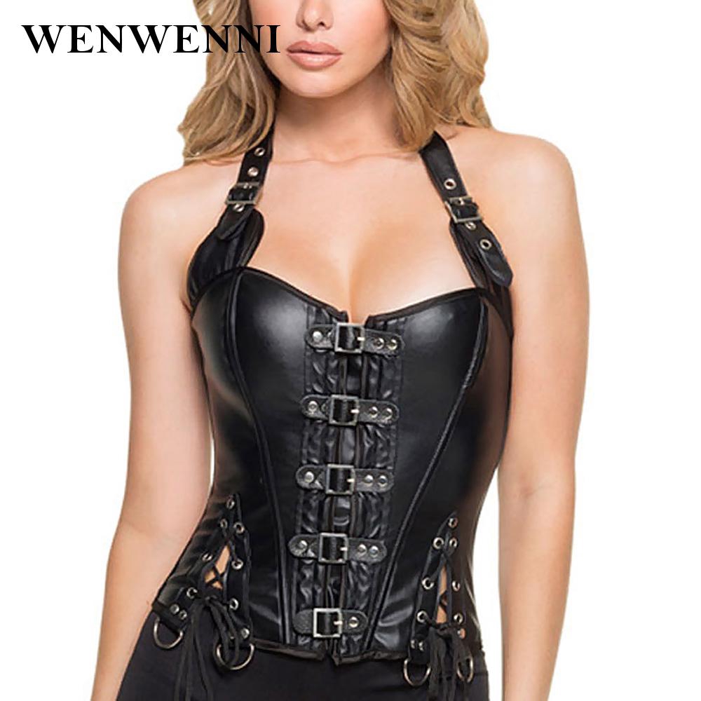 Áo Corset Da Pu Màu Đen Phong Cách Vintage | BigBuy360 - bigbuy360.vn