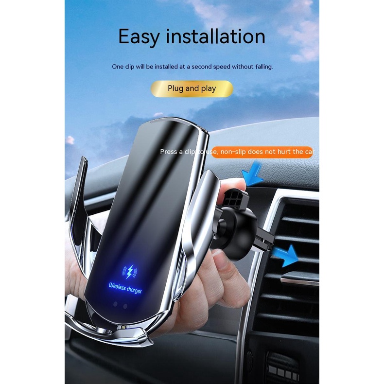 Giá Đỡ Điện Thoại Kiêm Sạc Không Dây Cảm Ứng 15W Cho Xe Hơi