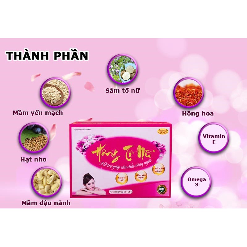 Hồng Tố Nữ - Giúp tăng cường nội tiết tố nữ, cải thiện chức năng sinh lý nữ. Hỗ trợ giúp săn chắc vòng ngực(Hộp 50 Viên)