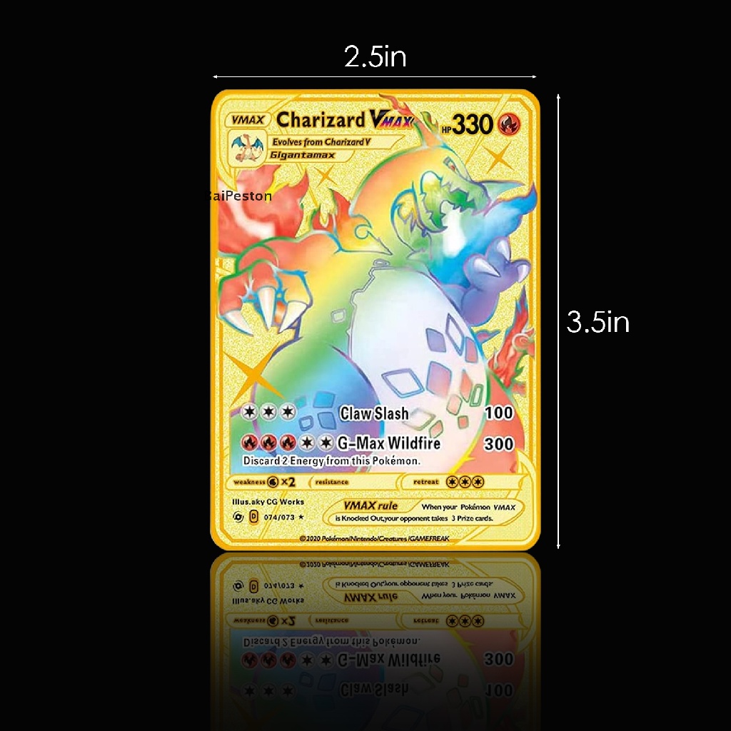 Thẻ Kim Loại Mạ Vàng Charizard Vmax Charizard Vmax DX GX ♨Nóng Bỏng
