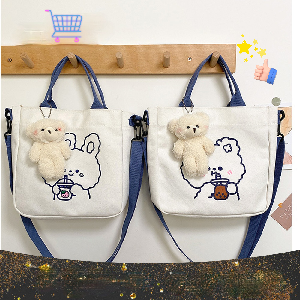Túi Vải Canvas Đeo Vai Phong Cách Hàn Quốc Dành Cho Nữ