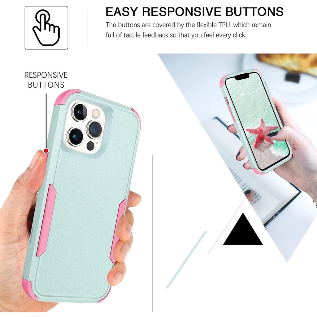 Ốp Điện Thoại pc Cứng Viền tpu Dẻo 3 Trong 1 Chống Sốc Cho iphone 15 pro max / 14 pro max / 13 pro max / 12 pro max / 11 pro max / se 2022