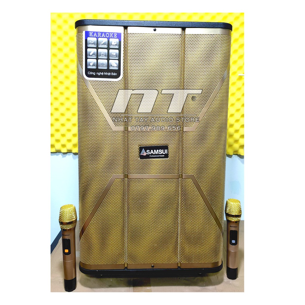 Loa kẹo kéo karaoke di động công suất lớn - SAMSUI 772 [ Kèm 2 micro cao cấp ]