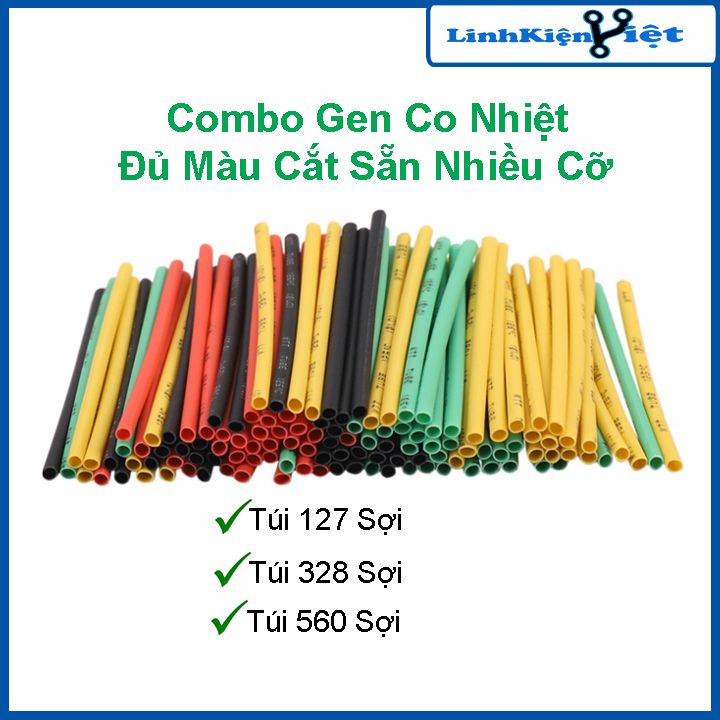 Combo gen co nhiệt luồn dây điện cách điện, chịu nhiệt tốt đủ màu cắt sẵn nhiều kích cỡ