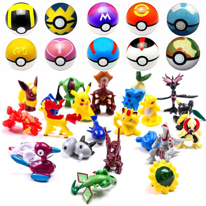 Quả bóng đồ chơi hình hoạt hình Pokemon 7cm kèm mô hình linh vật Pikachu