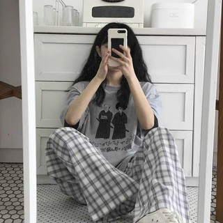 Sét bộ quần kẻ áo tàn in người siêu hot