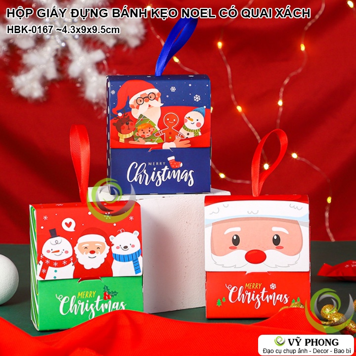 HỘP GIẤY ĐỰNG BÁNH KẸO NOEL GIÁNG SINH PHONG CÁCH HÀN HỘP ĐỰNG QUÀ TẶNG CHRISTMAS IN HÌNH NGƯỜI TUYẾT NÔ EN HBK-167