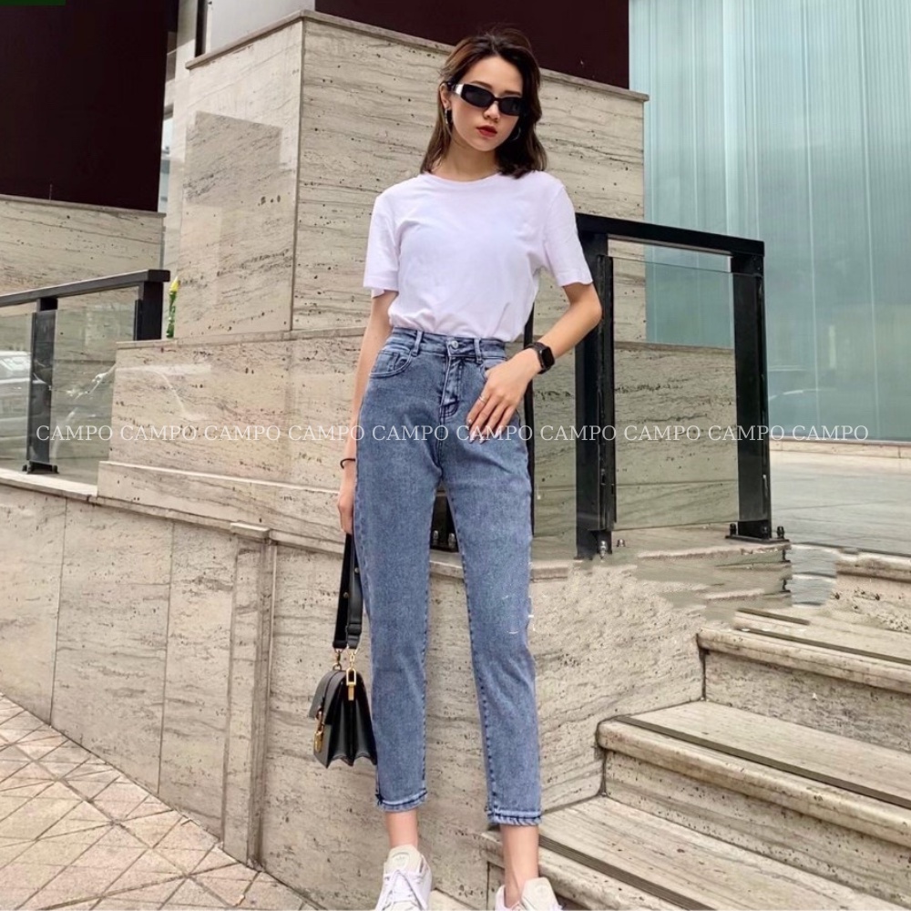 Quần bò dáng boy Campo ghi đá quần jeans co giãn 4 chiều siêu đẹp