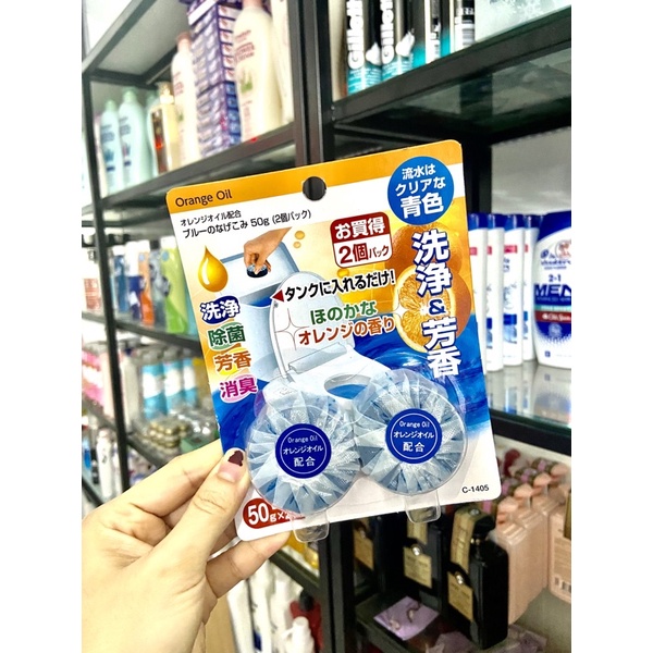 Viên thả bồn cầu TOILET siêu sạch HASA Orange Oil Nhật Bản mùi hương cam - vỉ 2 viên