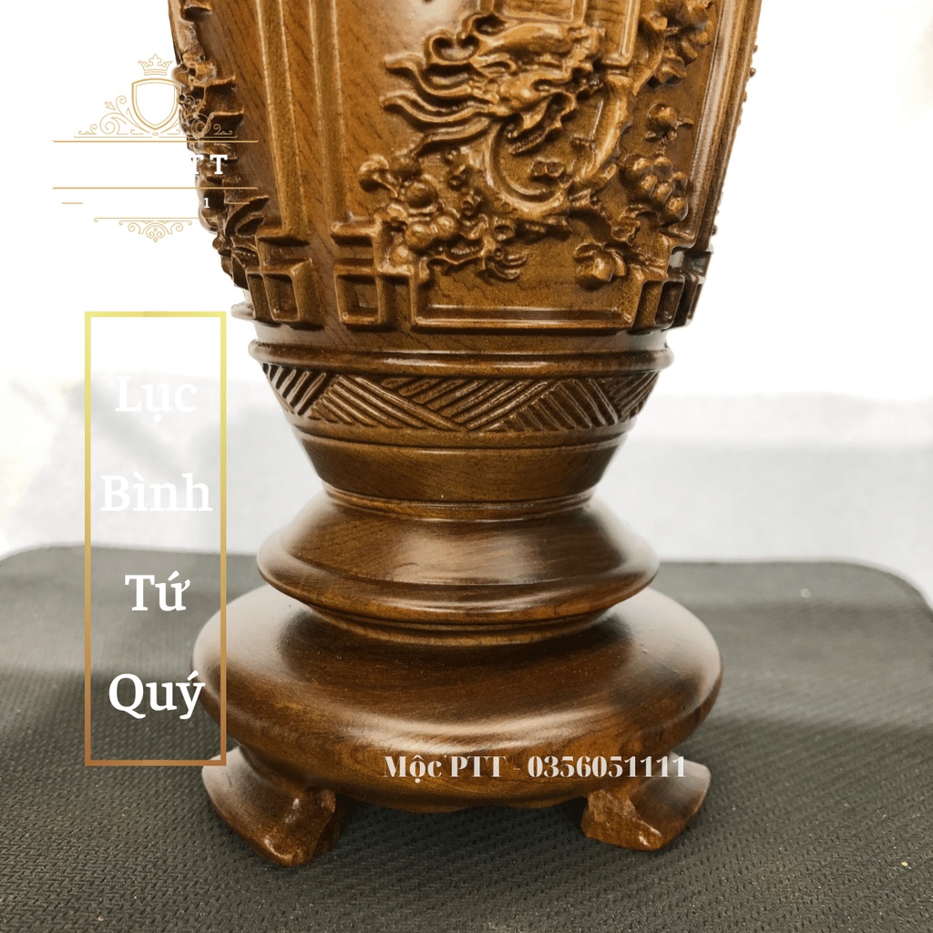 Lục Bình Lộc Bình Gỗ mẫu Tứ Quý kích thước Cao 25 30 Cm