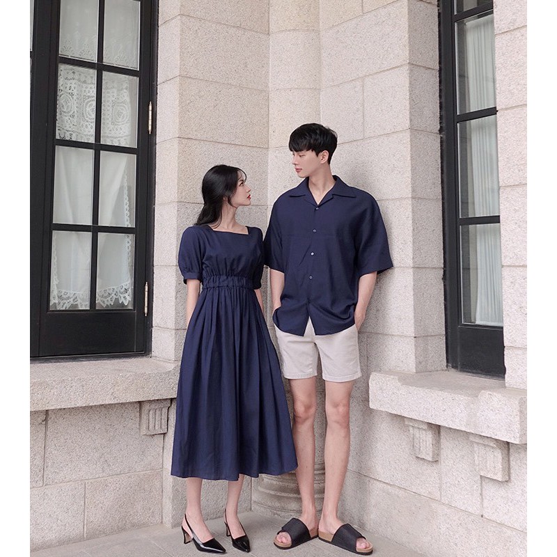 Đồ đôi đẹp, Đồ đôi váy nữ sơ mi nam Hàn Quốc Couple đồ cặp đẹp chụp ảnh cưới