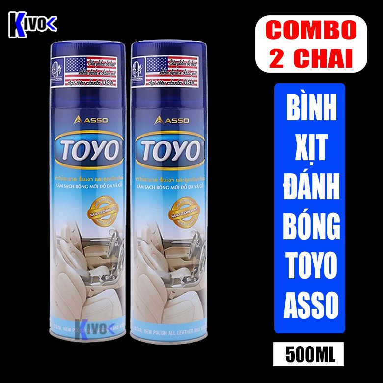 [COMBO 2 Chai] Chai Xịt Bóng Xe Máy TOYO ASSO 500ML - Bình Xịt Nhựa Nhám - Bình Xịt Bóng Da Và Nội Thất Otô - Kivo