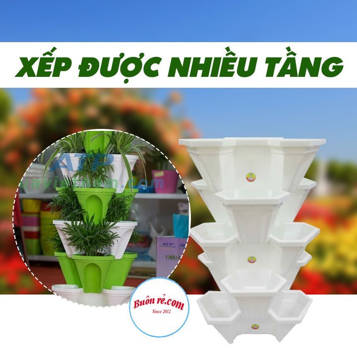 Chậu nhựa trồng cây tam giác (MS:2232) Việt Nhật, Chậu trồng hoa, rau xếp tầng tiện lợi –Buôn rẻ 01412