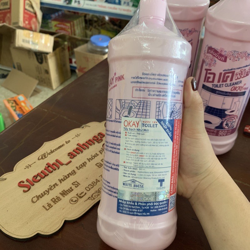 Nước Tẩy Bồn Cầu Okay Pink Thái Lan 960ml (Chuẩn Thái)