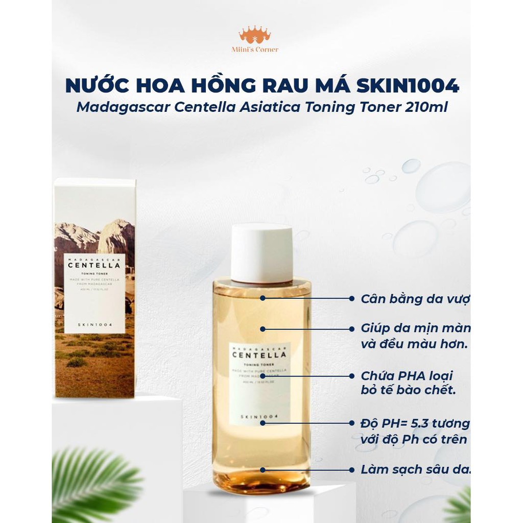 Nước hoa hồng rau má Madagascar Centella Asuatica Toning Toner Skin 1004