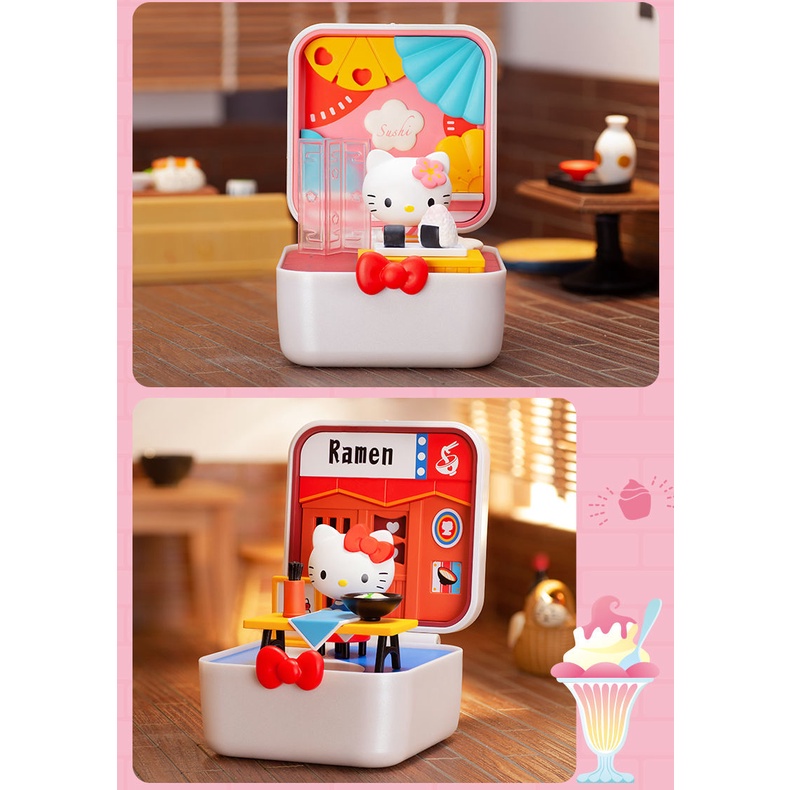 ❤sản phẩm chính thức❤Hello Kitty Thị trấn Gourmet Hộp mù POPMART Quà tặng Con búp bê Người mẫu Đồ chơi quà sinh nhật