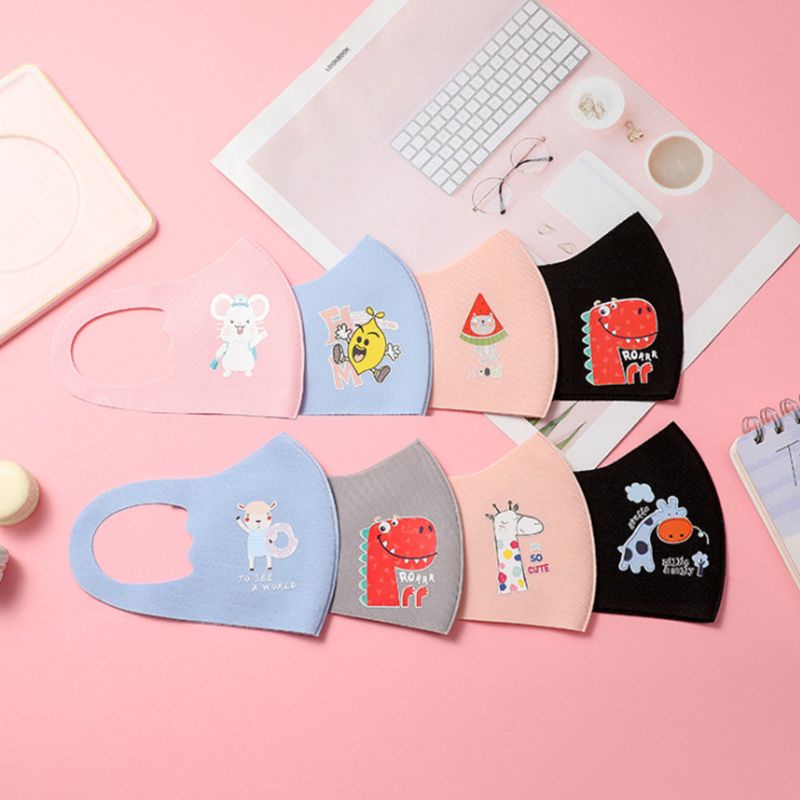 Vỏ Bọc Mặt Nạ Vải Lụa Lạnh Co Giãn Thoáng Khí Chống Bụi Chống Ô Nhiễm Hình Khủng Long 3D