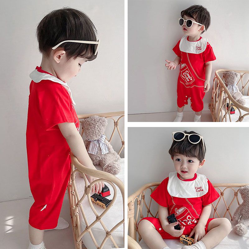 Bộ Đồ Ngủ Áo Liền Quần Tay Ngắn Chất Liệu Cotton Mỏng In Họa Tiết Hoạt Hình Thời Trang Mùa Hè Cho Bé