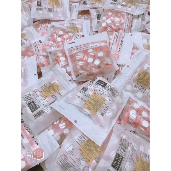 [Túi 100viên] Mặt nạ giấy nén than tre, mặt nạ miniso chính hãng thế giới khăn